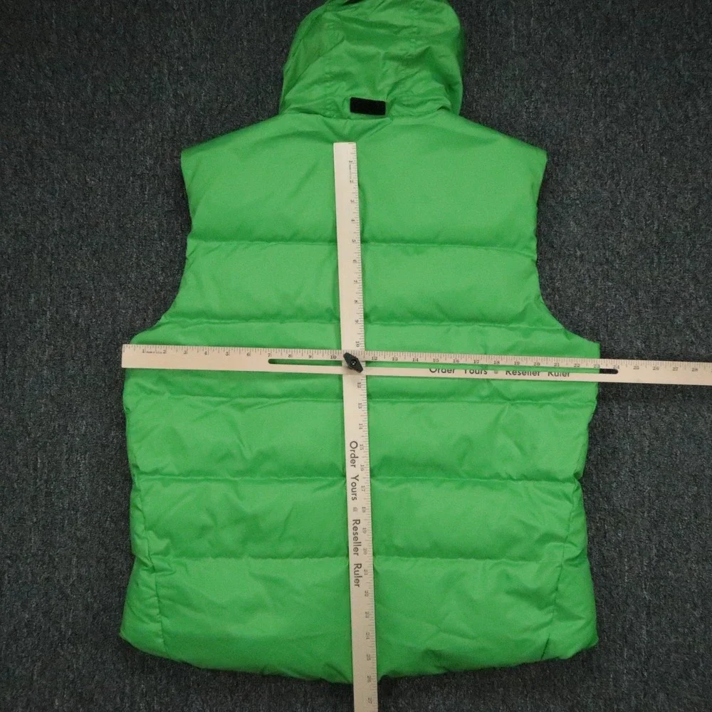 RLX Ralph Lauren Vest Mens Large Green Hooded Puffer Full Zip Pocket Down